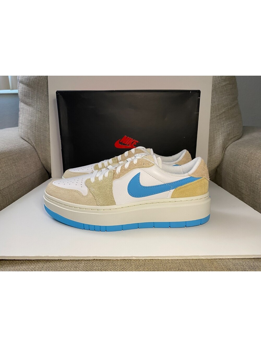 Nike Air Jordan 1 Elevate Low SE FD1028-100 Womens 12 Sneaker White Suede Shoes